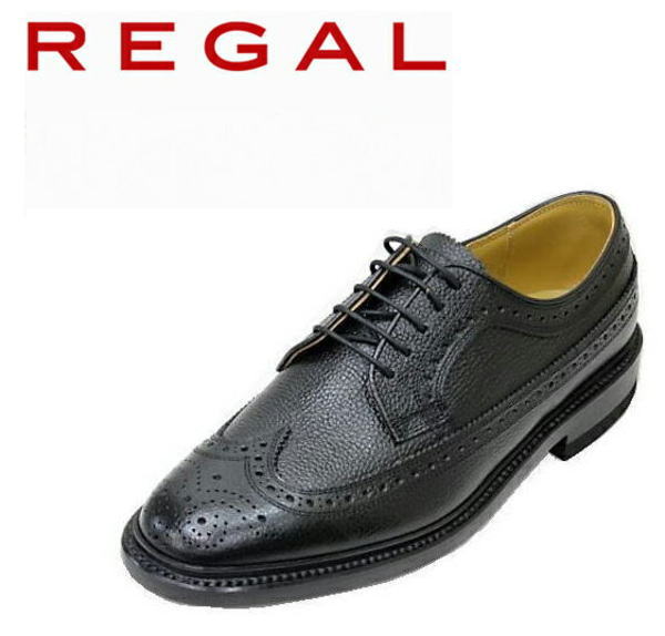 REGAL（リーガル） 2585N 黒色（ブラック）ウィングチップ革靴 メンズ ...