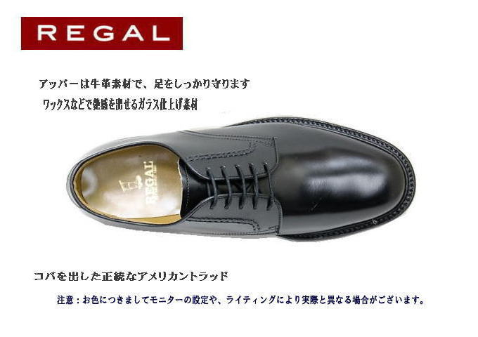 REGAL（リーガル） 2504NA 黒色プレーントゥー革靴 メンズ ビジネス